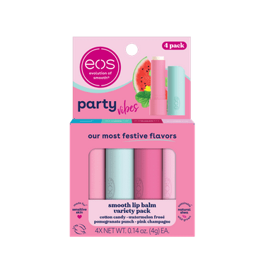 Eos Party Vibes Lip Balm Stick- Festive Variety Pack, 0.14 oz (4 Pack)