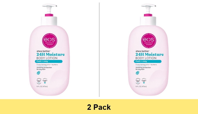 Eos Shea Better Body Lotion Fresh and Cozy for Dry Skin, 16 Oz. - 2 Pack