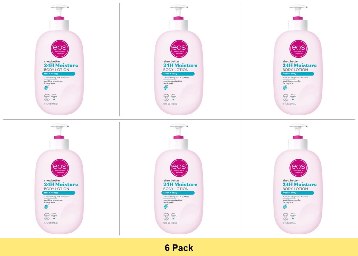 Eos Shea Better Body Lotion Fresh and Cozy for Dry Skin, 16 Oz. - 6 Pack