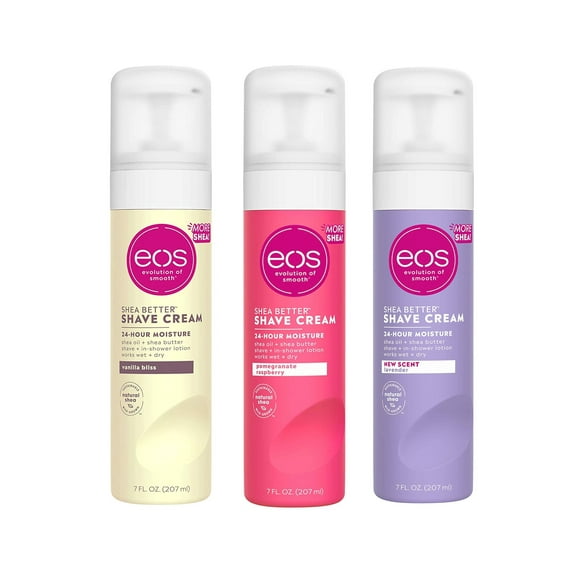 Eos Ultra Moisturizing Shave Cream Variety Pack: Pomegranate-Raspberry, Lavender Jasmine, Vanilla Bliss - 3 x 7.0 Ounce
