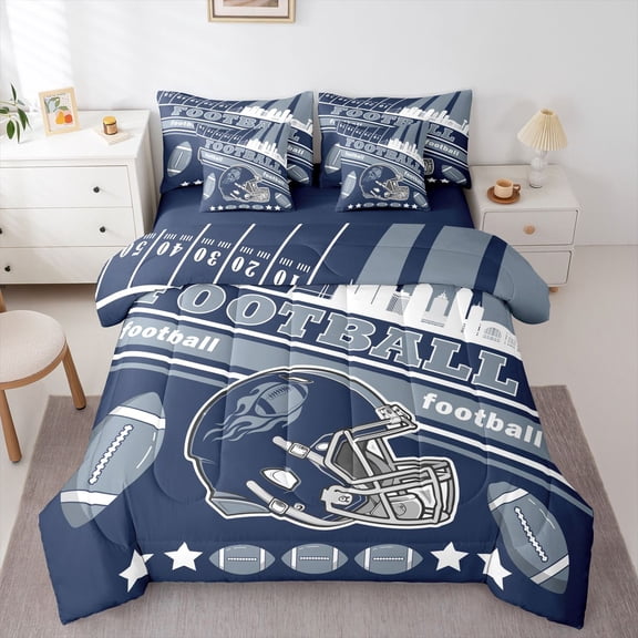 Erosebridal Football 7 Pieces Comforter Sets Full Size For Boys Kids,Dallas Bedding Set For All Season,Gifts For Football Fans,Football City Bed In A Bag With Comforter Sheets