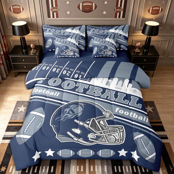 Erosebridal Football 7 Pieces Comforter Sets Twin Size,Boys Kids Bedding Set for All Season,Gifts for Football Fans,Football City Bed In A Bag with Comforter Sheets