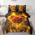 thumbnail image 1 of Eosebridal Rose Comforter Set 7 Pieces Full Size Floral with Fire Bedding Set Romantic Modern Art Bed in a Bag,Comforter + Sheets + Pillowcases + Cushion Covers, 1 of 5