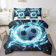 thumbnail image 1 of Eosebridal Soccer Comforter Set Twin Size 7 Pieces Football Games Blue Black Bedding Set Sports Theme Bed in a Bag with Comforter,Sheets, 1 of 5