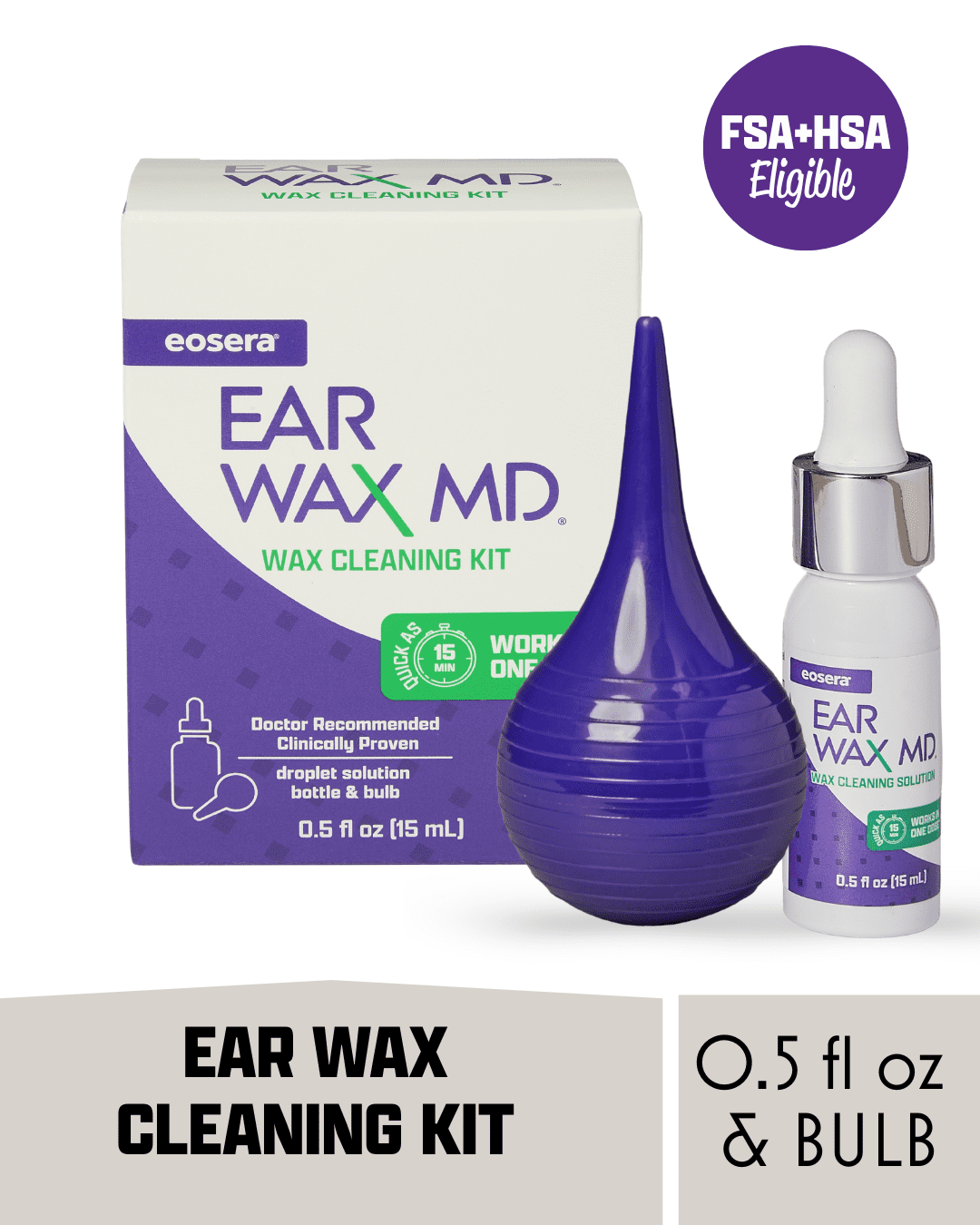 EARWAX MD Eosera EAR WAX MD Ear Wax Cleaning Kit, Ear Drops & Bulb to Remove Ear Wax, 0.51 fl oz, 1 Kit