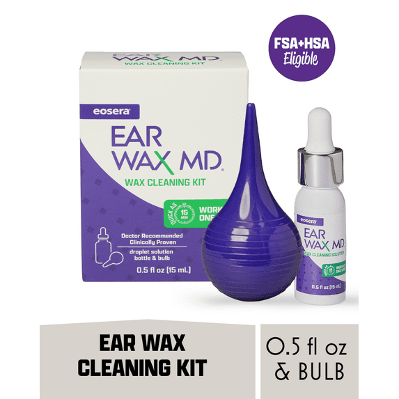 Eosera EAR WAX MD Ear Wax Cleaning Kit, Ear Drops & Bulb to Remove Ear Wax, 0.51 fl oz, 1 Kit