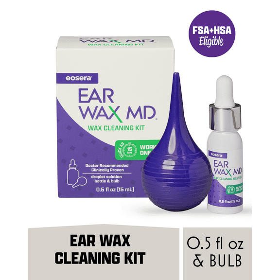 Eosera EAR WAX MD Ear Wax Cleaning Kit, Ear Drops & Bulb to Remove Ear Wax, 0.51 fl oz, 1 Kit