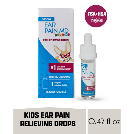 Eosera EAR PAIN MD FOR KIDS Max Strength Lidocaine Pain Relieving Drops, 0.42 fl oz