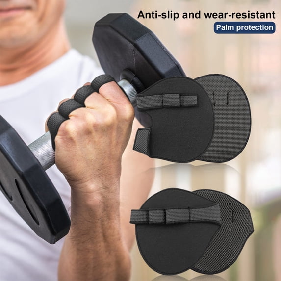 Sioweci 1 Pair 4-Finger Fitness Grips Pad Hand Cocoon Prevention Non-slip Gym Gloves Weightlifting Powerlifting Lifting Pull-up Men Women Hand Palm Protector Guard Style A