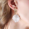 thumbnail image 1 of Eosunjian 1 Pair Drop Earrings Flower Petal Pendants Exaggerated Electroplating Crackle Shell High Gloss Dress Up Fashion Item Trendy Women Dangle Earrings Costume Supplies White, 1 of 10