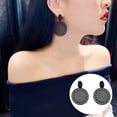 thumbnail image 1 of Eosunjian 1 Pair Exaggerated Piercing Women Earrings Alloy Round Hollow-out Pattern Pendant Earrings Party Jewelry Black, 1 of 10