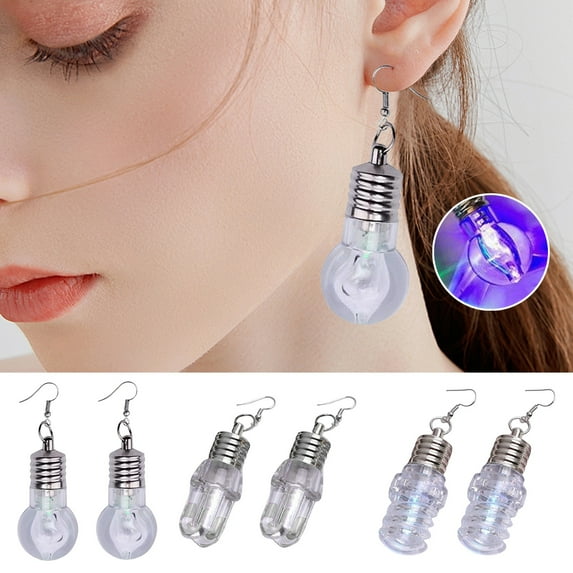 Eosunjian 1 Pair Hook Earrings Novelty Colorful Lamp Bulb Shape Anti-allergy Lightweight Stainless Ear Decoration Jewelry Hanging Earrings Club Party Dangle Earrings Style C