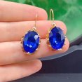 thumbnail image 1 of Eosunjian 1 Pair Hoop Earrings Shiny Big Rhinestone Jewelry Temperament Long Lasting Dangle Earrings Birthday Gift Blue, 1 of 13