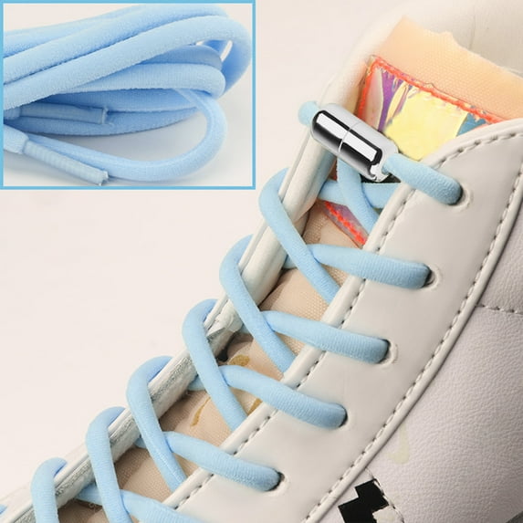Eosunjian 1 Pair Sneaker Shoelaces Wear-resistant Elastic with Metal Buckles Lock Shoe Laces for Slip On Shoes