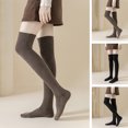 thumbnail image 1 of Eosunjian 1 Pair Winter Stockings Over Knee Length Elastic Anti-slip Thick Warm Solid Color Soft Breathable Anti-shrink Thermal Lady Long Socks Dark Gray, 1 of 13