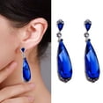 thumbnail image 1 of Eosunjian 1 Pair Women Earrings Waterdrop Shape Shiny Rhinestone Anti-allergy Lightweight Ear Decoration Jewelry Prom Cocktail Party Hanging Earrings Dangle Earrings Blue, 1 of 12