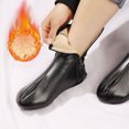 thumbnail image 1 of Eosunjian 1 Pair Women Floor Socks Faux Leather Plush Thicken Zipper Soft Keep Warm Solid Color Waterproof Winter Mid Tube Socks Daily Socks Black, 1 of 13
