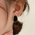 thumbnail image 1 of Eosunjian 1 Pair Women Stud Earrings Irregular Geometric Shape Black Retro Smooth Lady Daily Commute Ear Studs Lightweight Ear Jewelry Black, 1 of 11