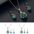 thumbnail image 1 of Eosunjian 1 Set Bridal Necklace Earrings Geometric Rhinestone Jewelry Lightweight Shiny Jewelry Set for Wedding Green, 1 of 13
