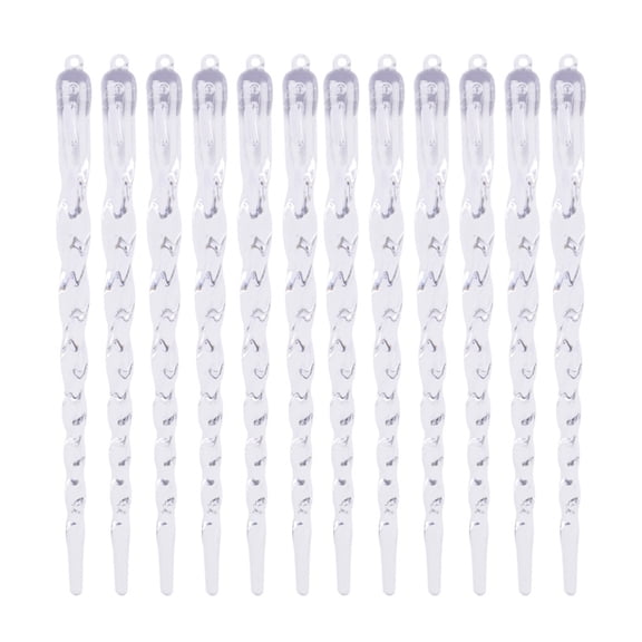 Eosunjian 12 Pcs Clear Crystal-like Icicles Pendant Realistic Icicle Hanging Ornament Simulated Spiral Ice Cone for Xmas Tree Winter Ice Snow Theme Wonderland Party