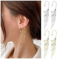 thumbnail image 1 of Eosunjian 1Pc Clip Earring Tassels Ear Wrap Type Jewelry Exaggerated Vintage Ear Cuff for Party Golden, 1 of 13