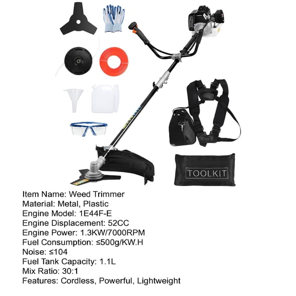 Eosunjian 2 in 1 String Trimmer,52CC 2-Stroke Gas Grass Trimmer Edger,Weed Wacker,Lawn Edger (Black)