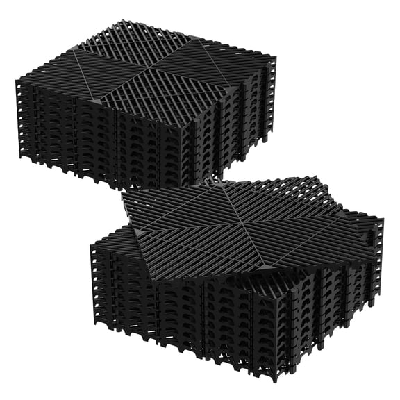 Eosunjian 20PCS Modular Interlocking Cushion,15.7" X 15.7" Drainage Floor Mats,Non-slip Black Pp Splicing Tiles