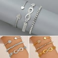 thumbnail image 1 of Eosunjian 3 Pcs/Set Rhinestone Cuff Bracelets Heart Open Bracelet Jewelry Retro Lucky Stack Bracelets for Women Adjustable Dainty Bracelet Gifts Silver, 1 of 10
