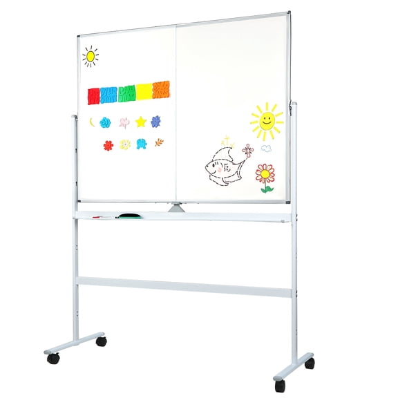 Eosunjian 36" X 48" Folded Magnetic White Board,Mobile Whiteboard,Double Sided Rolling Whiteboard,Large Reversible Dry Erase Board,Wall Planner Dry Erase Board