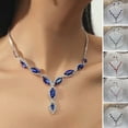 thumbnail image 1 of Eosunjian 3Pcs/Set Necklace Earring Set Shiny Rhinestone Geometric Tassel High Gloss Decorate Hypoallergenic Fashion Pink Faux Crystal Prom Wedding Jewelry Sets Anniversary Gift Royal Blue, 1 of 13