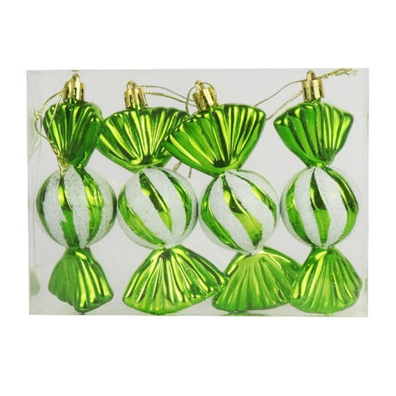Eosunjian 4 Pcs Christmas Candy Decorations Glitter Hanging Candy Ornaments Brightly Colored Candy Pendant for Xmas Tree Party Decor (Grass Green)