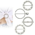 thumbnail image 1 of Eosunjian 4 Pcs Clothes Corner Knotted Buttons Round Circle Shape Faux Pearl Rhinestone Decor Scarf Ring Clips T-shirt Ties Clips Shirt Tighten Clips Golden, 1 of 13