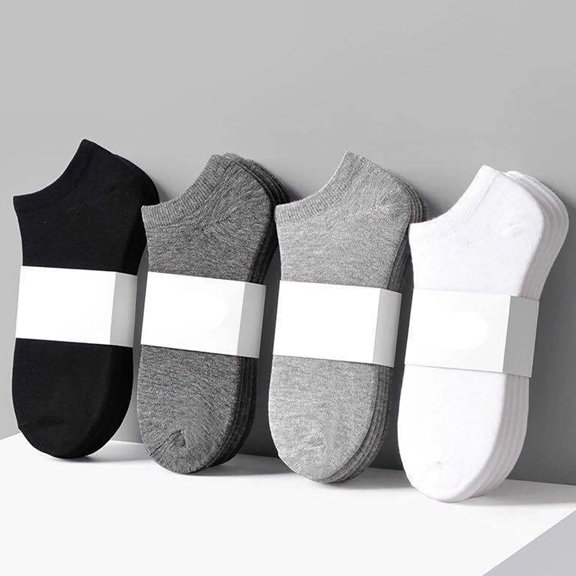 Eosunjian 5 Pairs Ankle Socks Soft Sweat Absorbent Cotton Unisex Low Cut Sports Tab Socks for Outdoor Activities Light Gray