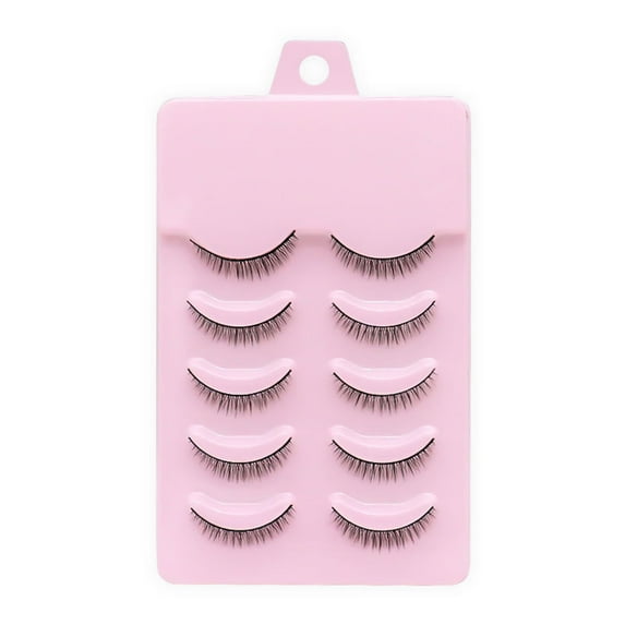 Eosunjian 5Pairs False Eyelashes Natural Perfect Fitting Artificial Fiber Cross Short Makeup Extensions Eye Lashes for Dressing Room (5pairs)
