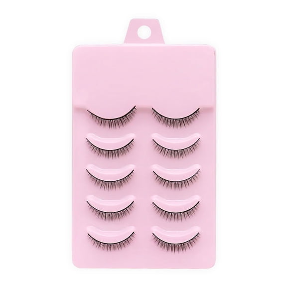 Eosunjian 5Pairs False Eyelashes Natural Perfect Fitting Artificial Fiber Cross Short Makeup Extensions Eye Lashes for Dressing Room (5pairs)