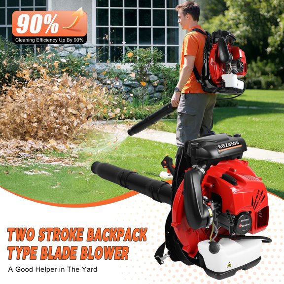 Eosunjian 75.6CC 850CFM 200MPH 2-Stroke Backpack Gas Powered Leaf Blower,Grass Lawn Blower Air Cooling Gasoline Backpack Grass Blower _Red
