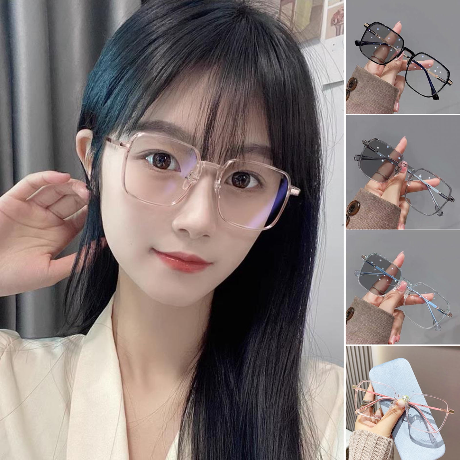 Eosunjian Blue Light Blocking Glasses Unisex Large Frame Clear View ...