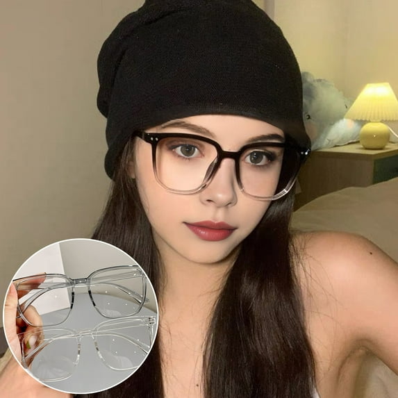 Eosunjian Blue Light Blocking Glasses Unisex Large Frame Clear View Strong Hinge Transparent with Brim Eye Clear Bluelight Glasses Spectacles Eyewear