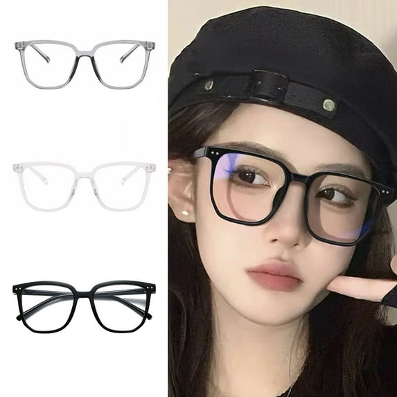 Eosunjian Blue Light Blocking Glasses Unisex Retro Clear View Strong Hinge Transparent with Brim Eye Protection Clear Bluelight Glasses Spectacles