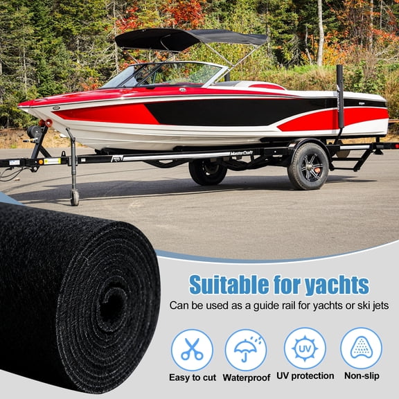 Eosunjian Bunk Carpet,Marine Boat Trailer Runners (118ft X 12in,Black)