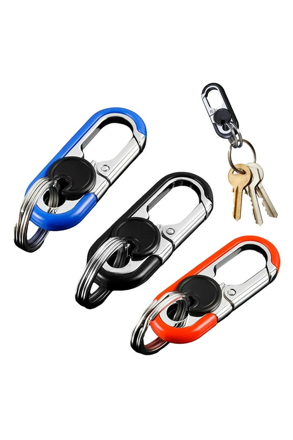 Car Key Chain Clip with Key Rings Rotatable Live Lock Buckle Anti-lost Heavy Duty Pants Waist Hoop Keychain Key Fob Key Fob Holder Keyring Holder Black