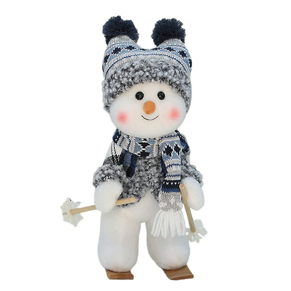 Eosunjian Christmas Snowman Doll Plush Toy Stuffed Snowman Figurine Xmas Ornaments for Home Decorations Tabletop Centerpieces Fireplace Party