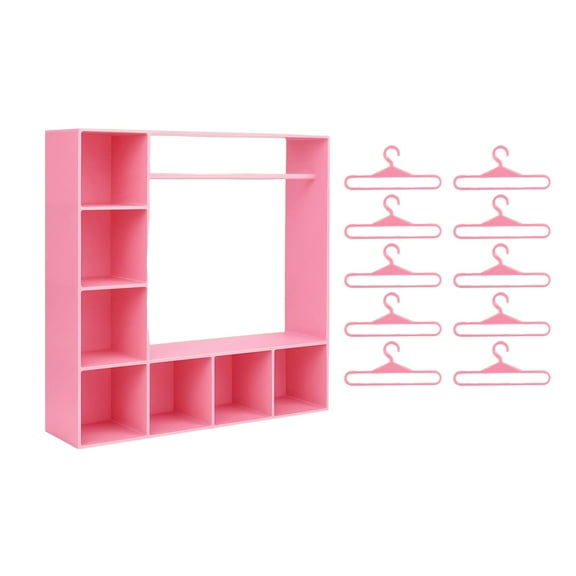 Eosunjian Clothes Closet Girl Clothing Closet Clothes Wardrobe with 10 Hangers Girl Clothing Storage Closet house Figure Accessories Organizer Miniature Garment