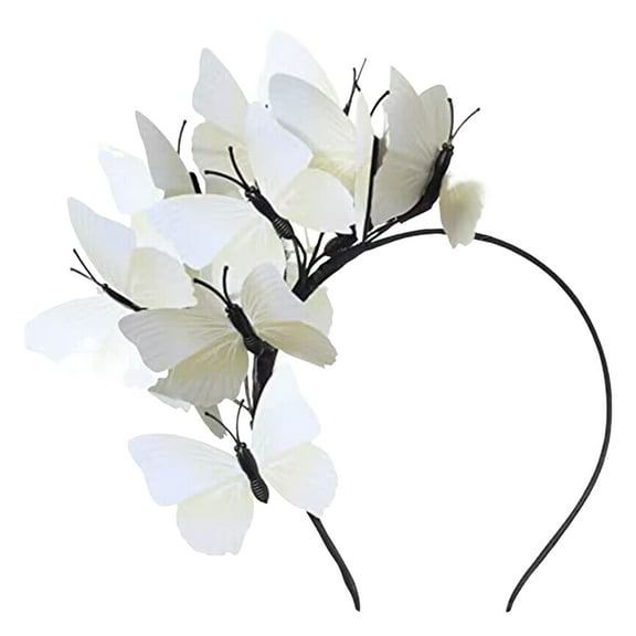 Eosunjian Colorful Butterflies Hair Hoop Girl Headband Crown Adjustable Tea Party Halloween Costume Adult Kid Headpiece (Grey)