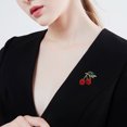 thumbnail image 1 of Eosunjian Cute Cherry Rhinestone Brooch Enamel Vivid Cherry Leaf Vibrant Color Pin Shawl Scarf Lapel Badge Fashion Dress Accessories Red, 1 of 10