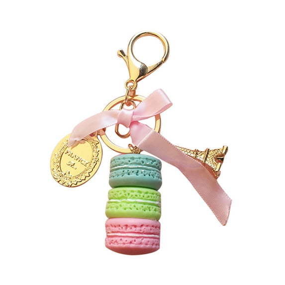 Eosunjian Cute Macaron Cake Pendant Car Key Ring Keychain Alloy Holder Bag Purse Accessory