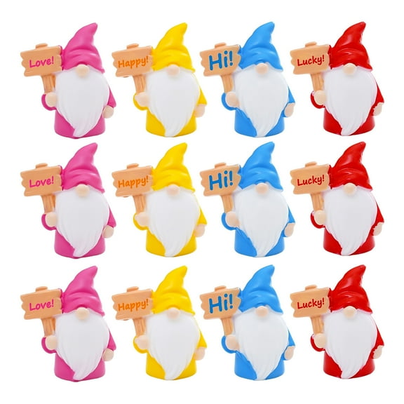 Eosunjian Desktop Gnome Decor 12pcs Mini Gnome Ornament Set Handmade Resin Statues Tiny Faceless Dwarf Figurines for Fairy Garden Desktop Decor Outdoor