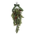 thumbnail image 1 of Eosunjian Durable Plastic Christmas Swag Christmas Teardrop Swag Artificial Norfolk Pine Branch Door Decoration with Faux Pine Cones Bow for Indoor Outdoor, 1 of 8