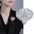 thumbnail image 1 of Eosunjian Elegant Heart Shape Brooch Shining Rhinestones Inlaid Pin Suit Lapel Dress Women Badge Jewelry Gift Coat Accessories Silver, 1 of 11