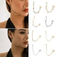 thumbnail image 1 of Eosunjian Ethnic Style Star Leaf Faux Pearl Tassel Chain Nose Jewelry Piercing Stud Earrings Nose Ring Nose Chain Style I, 1 of 13